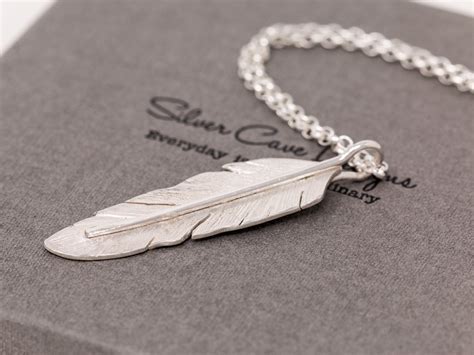 Handmade Sterling Silver Angel Feather Pendant Necklace D Large Bird