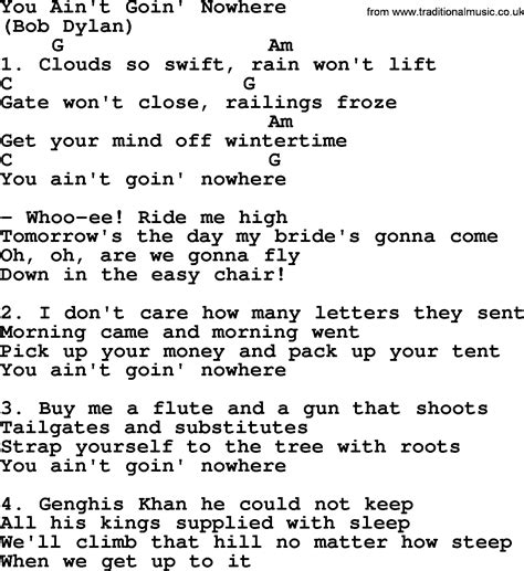 You Ain't Goin' Nowhere, by The Byrds - lyrics and chords