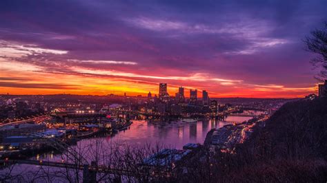 Fondos De Pantalla Paisaje Urbano Puesta De Sol Pittsburgh