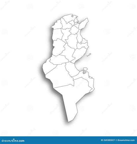 Tunisia Political Map Of Administrative Divisions Stock Vector