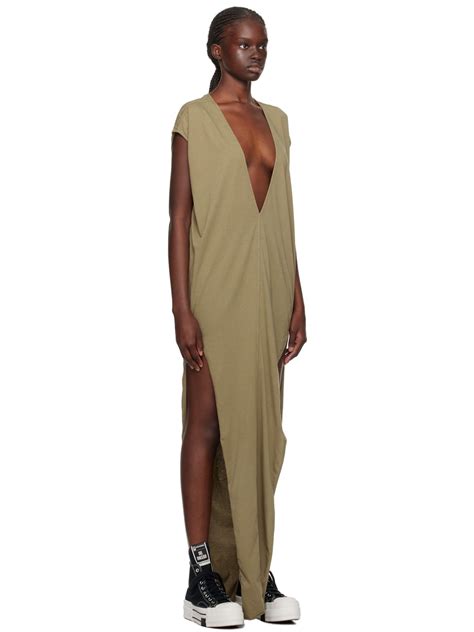 Rick Owens Drkshdw Khaki Arrowhead Maxi Dress Reversible