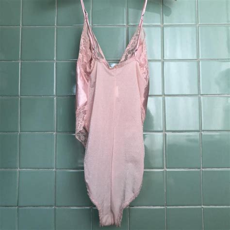 Vintage S Baby Pink Lingerie Bodysuit Light Pink Depop