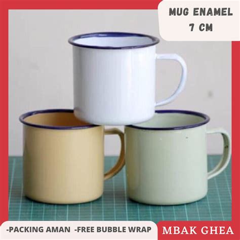 Jual Mug Enamel 7 Cm Cangkir Vintage Polos Gelas Teh Kopi Jadul Mug