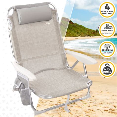 Silla Plegable Multiposici N Sillas De Playa Beige Distria