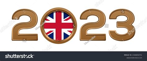 2023 Gold Number British Flag Inside Stock Vector (Royalty Free ...