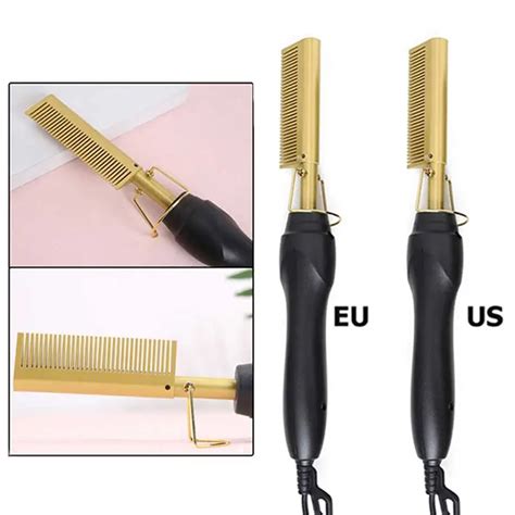 2 In 1 Hair Straightener Curler Wet Dry Electric Hot Heating Comb Hair Flat Iron Straightening