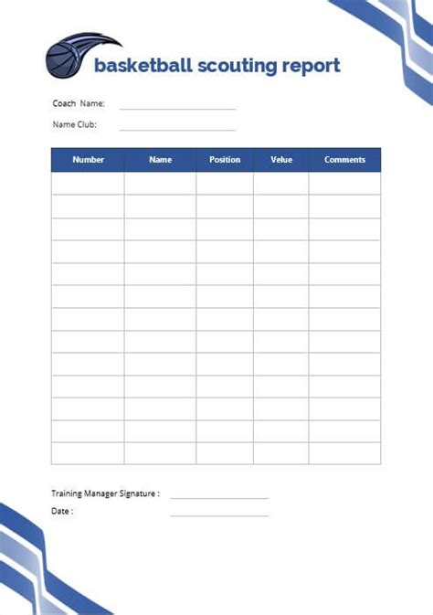 Printable Basketball Scouting Report Template Printable Templates Free