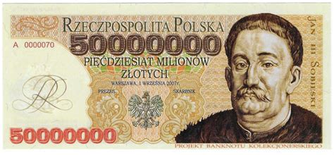 50 milionów złotych 2007 seria A wizualizacja banknotu sprzed