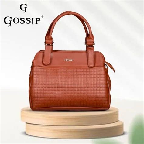 Leather Printed Ladies Brown Gossip Hand Bag 350g Size 19x11x30cm At