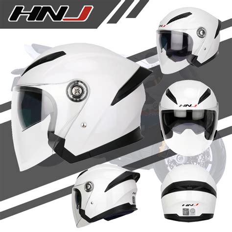 Hnj Helmet Half Face Dual Visor Men Half Face Helmet For Motorcycle