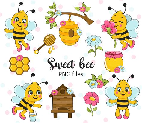 Bees Clipart PNG Clipart Set Of Bees Honey Beehive Cute Bees