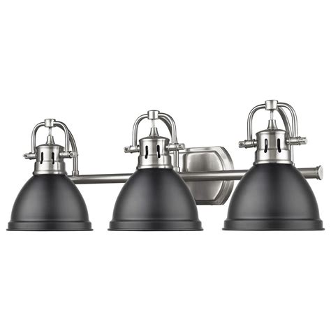 Golden Lighting Duncan 3 Light Bath Vanity In Pewter And Matte Black Shop Nfm