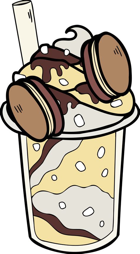 Hand Drawn Chocolate Frappe And Whipped Cream Illustration