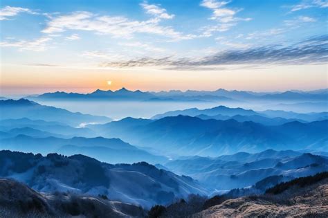 Premium AI Image Mountain Landscape At Sunrise In Huangshan National