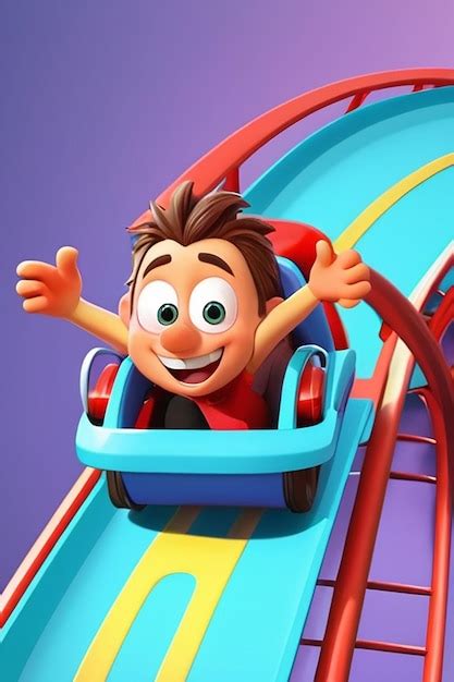 Premium Photo Roller Coaster Designer Cartoon Character 3d Animation