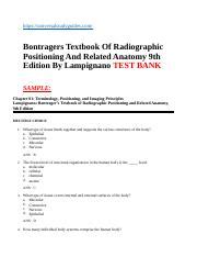 Bontragers Textbook Of Radiographic Positioning And Related