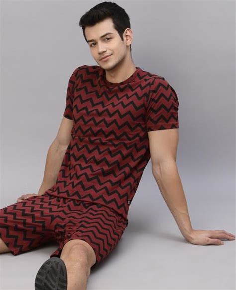 Buy Rigo Men Maroon Self Texture Zig Zag All Over Printed Co Ords Online At Best Prices In India