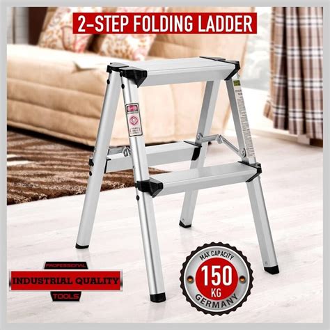 HORUSDY Portable 2 Step Folding Ladder Aluminium Frame Light Weight