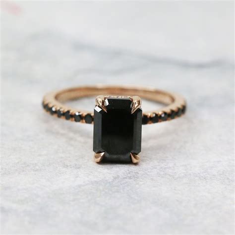 Black Emerald Cut Engagement Ring Black Diamond Gold Ring Artofit