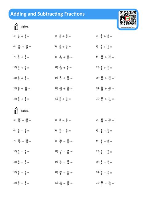 Adding And Subtracting Fractions Worksheets Worksheets Library