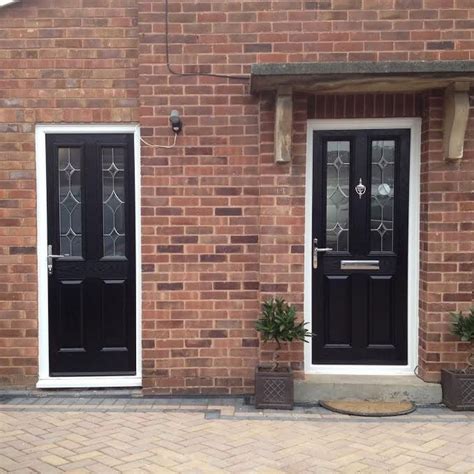 2 Panel 2 Square Crystal Diamond Composite Front Door In Black Grey Front Doors Front Door