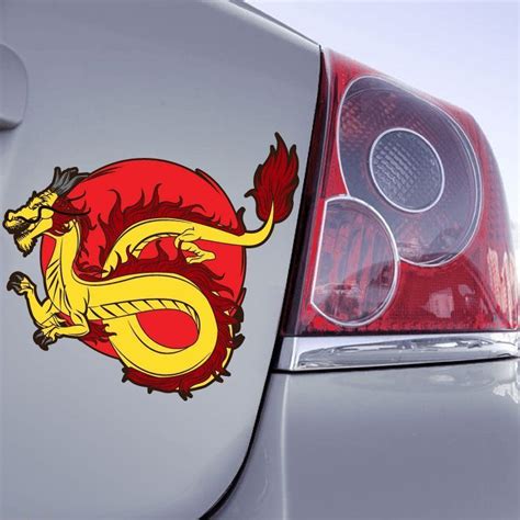 Sticker Dragon Jaune Autocollant Dragon Jaune ZoneStickers