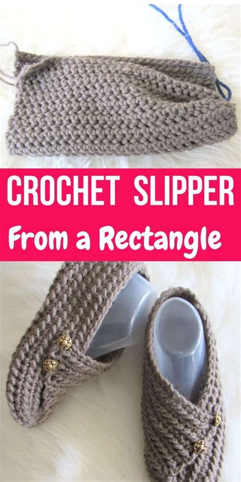 Crochet Slippers Free Pattern Made From A Rectangle Artofit