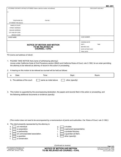 California Motion Form Fill Out Printable Pdf Forms Online