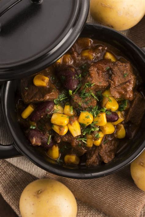 Traditional Hot Pot Stew With Meat And Vegetables Stock Photo Image Of Bean High