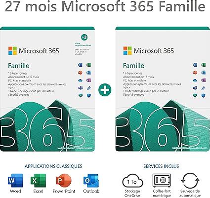 Microsoft Famille Pack Abonnement Mois Office Apps