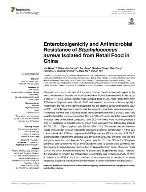 Pdf Enterotoxigenicity And Antimicrobial Resistance Of Staphylococcus