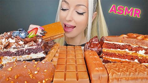 Asmr Eating Chocolate Milka Ice Cream Candy Bars Cake Meringue 초콜릿 디저트 케이크 Dessert