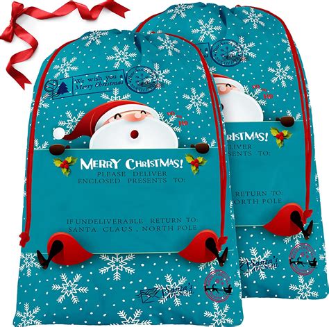 Amazon Beegreen Blue Large Christmas Gift Bags Drawstring Gift