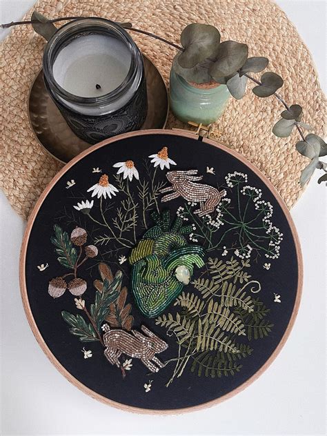 Nature Botanic Embroidery Hoop Flowers Embroidery Home Decor With