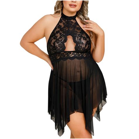 Wreesh Womens Lingerie Set Lace Slip Dress Plus Size Large Backless