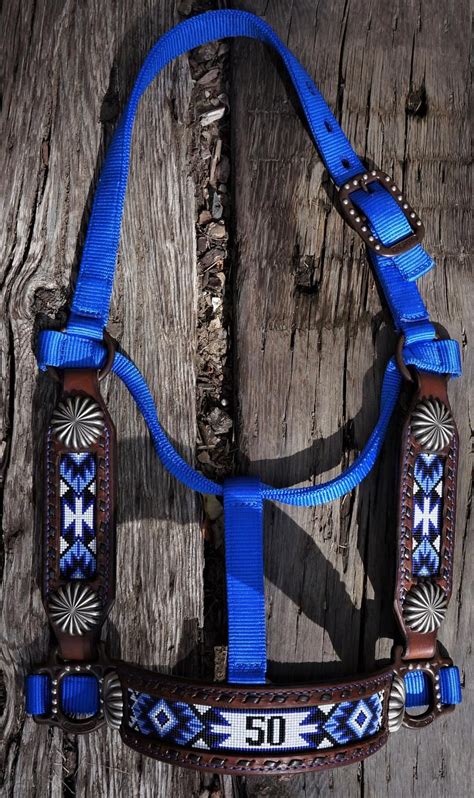 Custompersonalized Leather Beaded Horse Halter Deluxe Etsy Horse