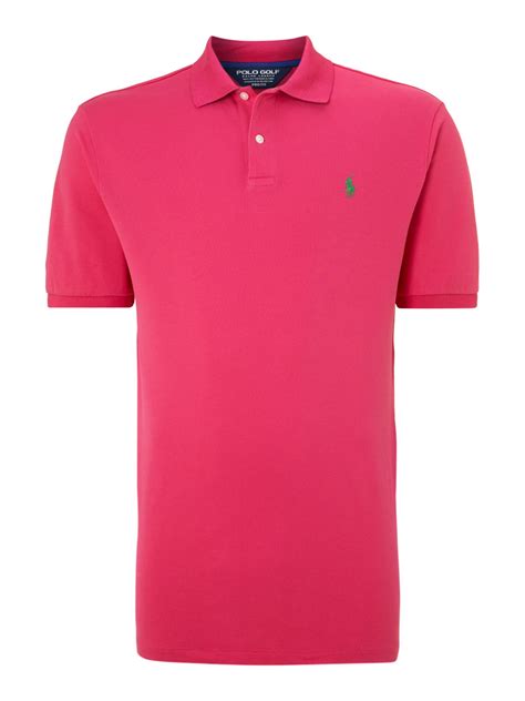 Ralph Lauren Golf Contrast Collar Polo Shirt In Red For Men Royal Blue