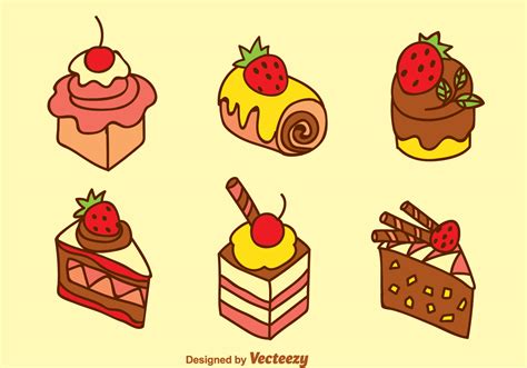 sweet cake vector set  vector art  vecteezy