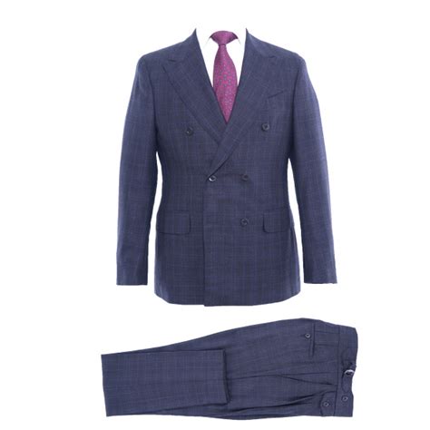 Navy Check Double Breasted Jacket Esclot Tailoring London