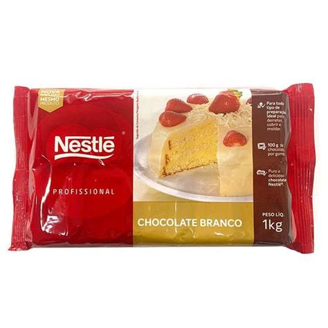 Barra chocolate branco marfim 1kg nestle ideal para confeitar Nestlé