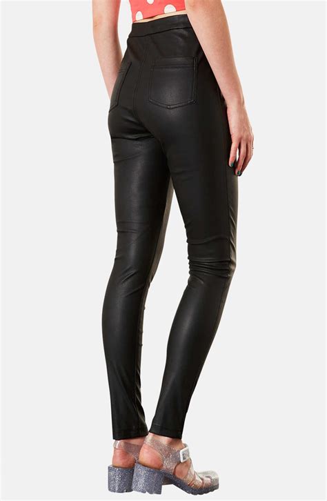 Topshop Debbie High Waist Faux Leather Pants In Black Lyst