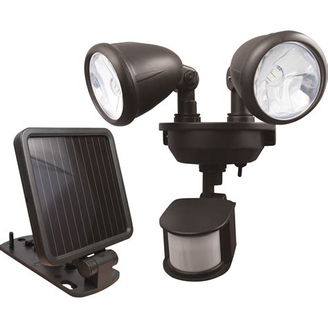 Maxsa Solar Powered Motion Activated Dual Head Led Security Spotlight — 160 Lumens Bronze