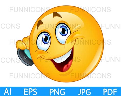 Clipart Cartoon of an Emoji Emoticon Talking on a Cell Phone - Etsy ...