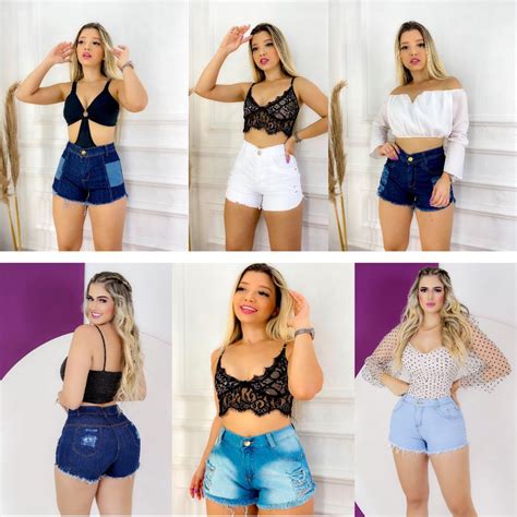 Kits Short Jeans Sortidos Feminino Bermuda Hot Pants Cintura Alta Elastano Oferta Shopee
