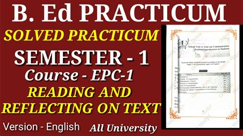 B Ed Sem 1 Solved Practicum Course EPC 1 Reading And Reflecting On