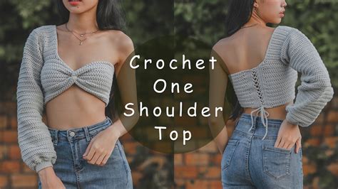 Crochet One Shoulder Bow Top Tutorial Chenda Diy Youtube