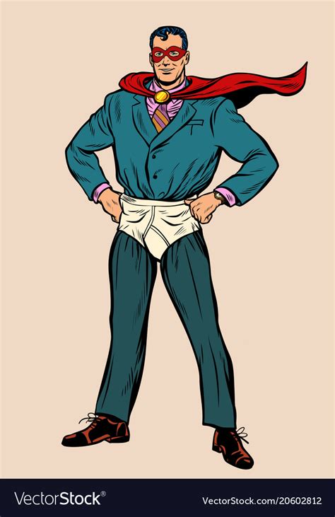 Funny businessman superhero in shorts Royalty Free Vector