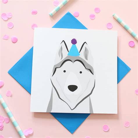 Tarjeta De Cumpleaños Con Perro Husky Etsy México