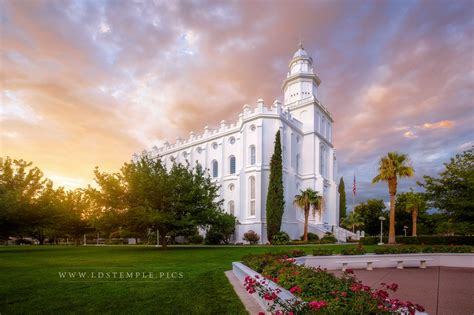 St. George Temple Summer Sunset - LDS Temple Pictures