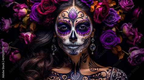 Female Portrait Of Dia De Los Muerte La Catrina Mexiko Digital Art